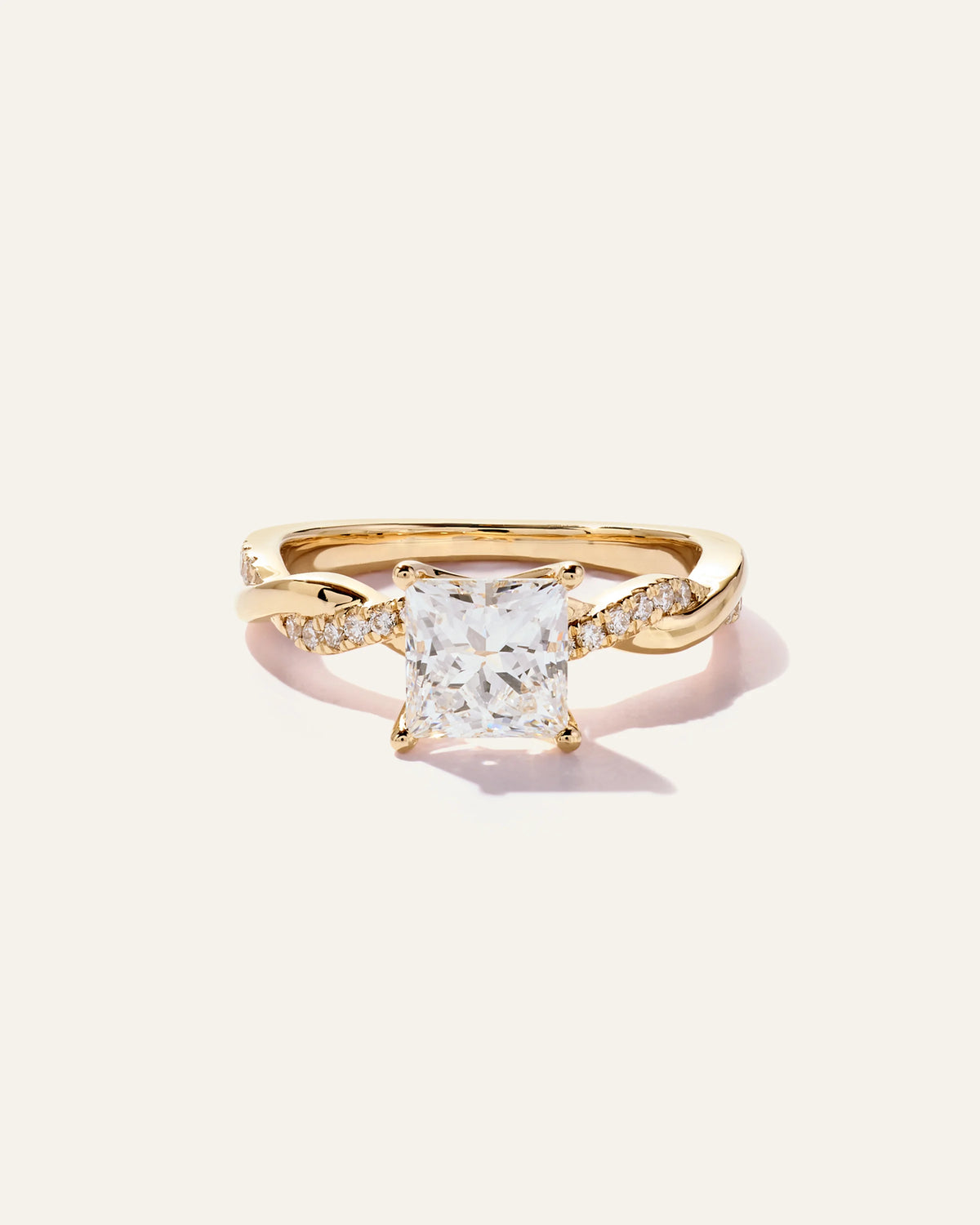 Lab Grown Diamond Princess Twisted Engagement Ring - 1.5ct - 4 / Yellow Gold Main image