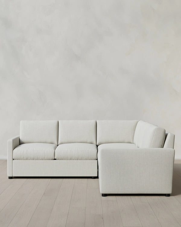 Brennan L Sectional in Performance Chenille Linen Blend - 99x99 / Snow
