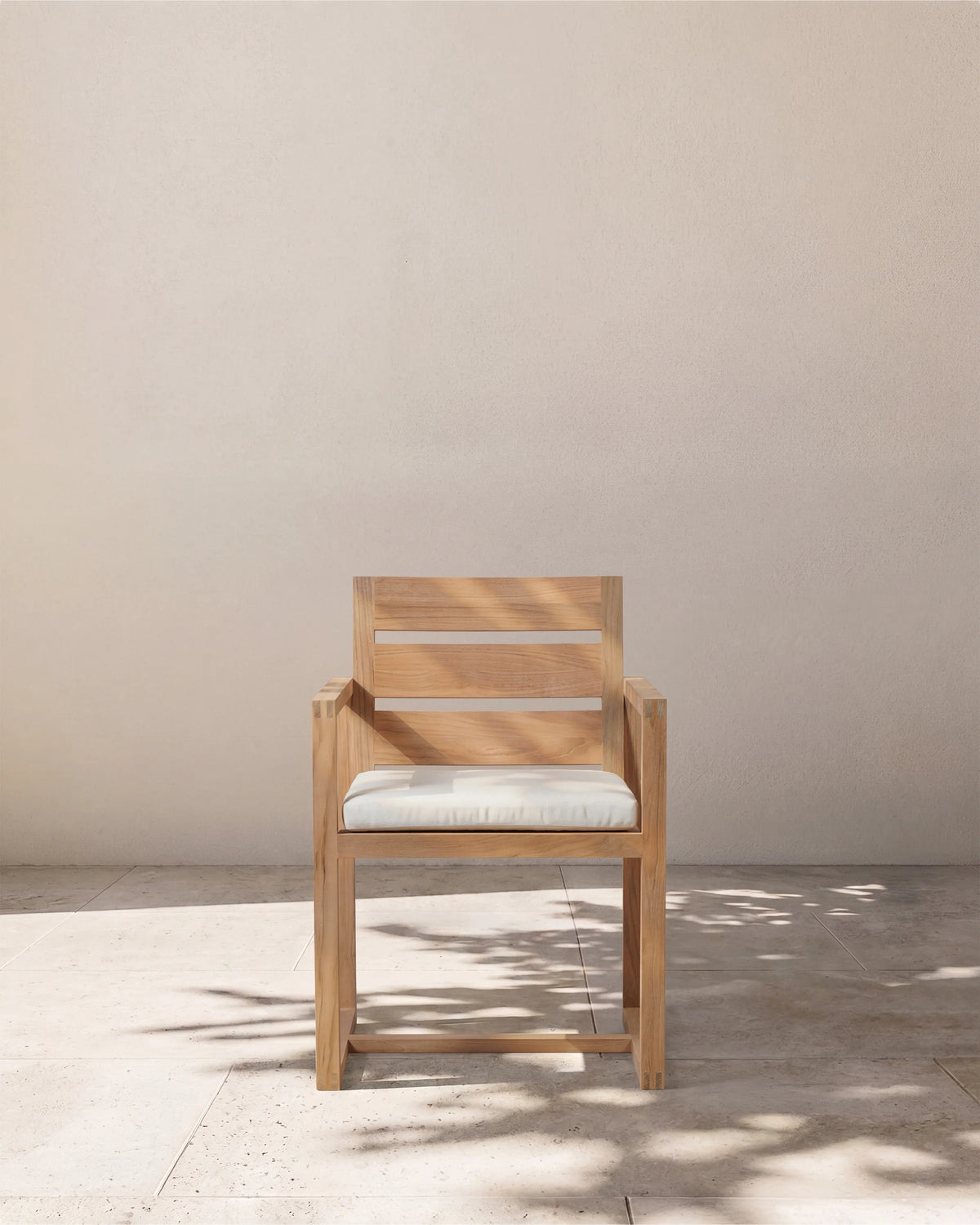 Linear Solid Teak Outdoor Dining Armchair - One Size / Natural Teak Main image