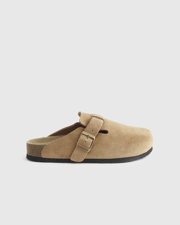 Water Repellent Suede Clog Mule - 5 / Dune