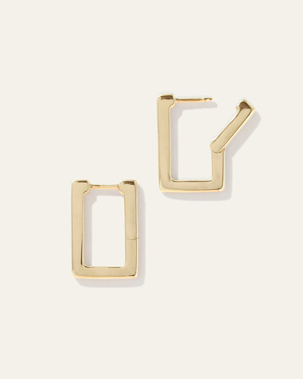 Rectangle Block Hoops - One Size / Gold Vermeil