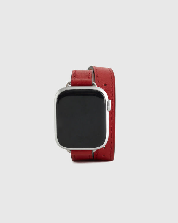 Leather Double Wrap Smartwatch Band - 38mm - 42mm / Dark Green