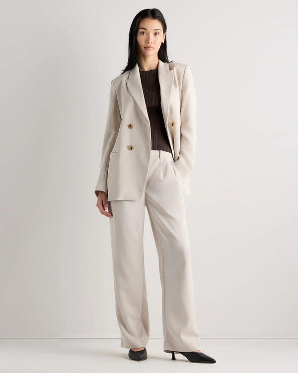 Stretch Crepe Relaxed Double-Breasted Blazer - XS / Sand