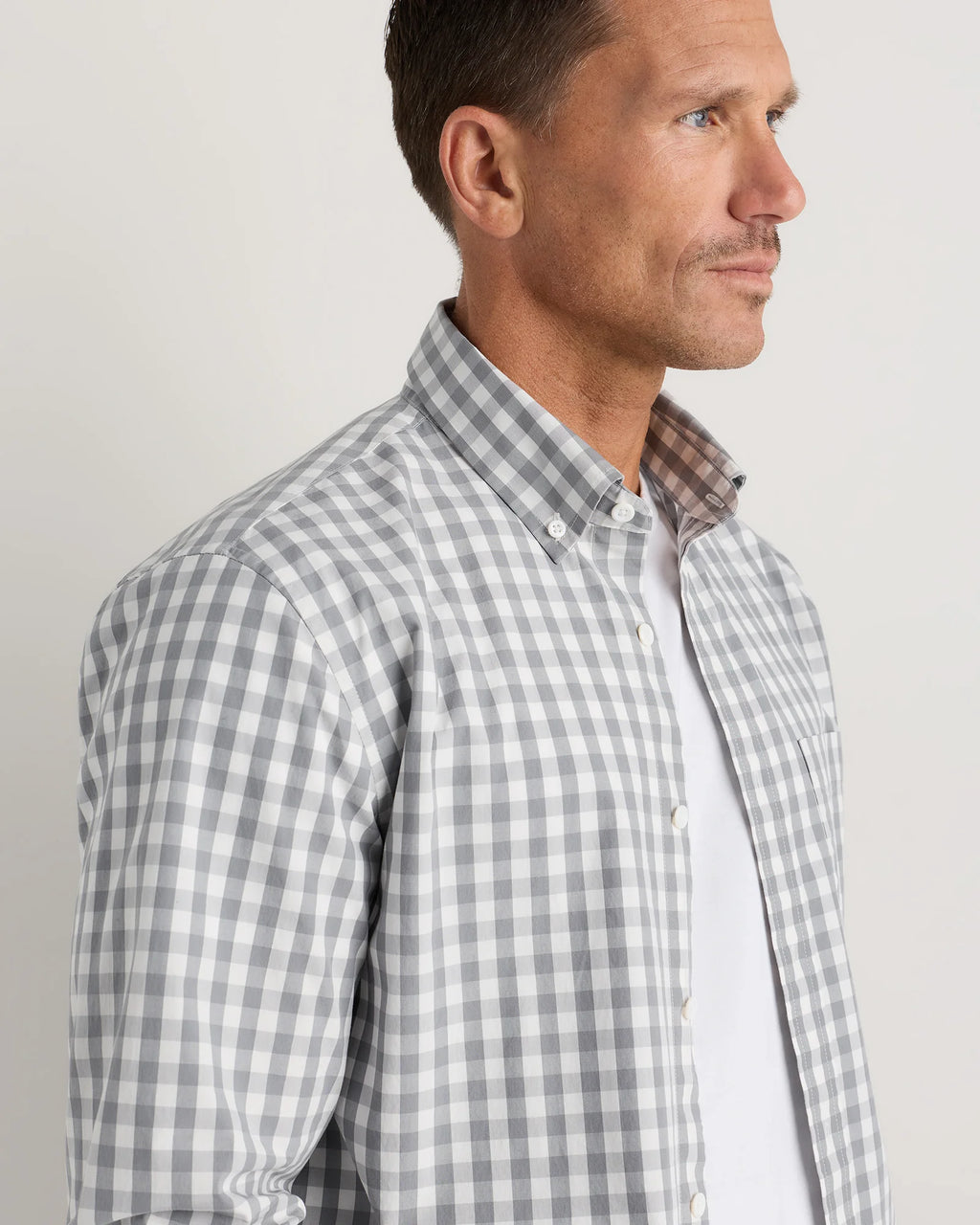 Organic Cotton Stretch Poplin Shirt - S / Grey Gingham