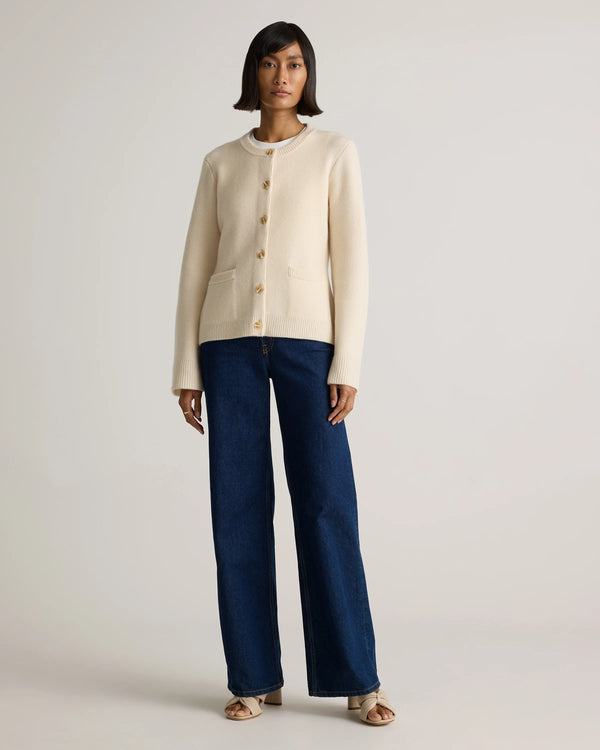 Mongolian Cashmere Structured Cardigan - XS / Oatmeal