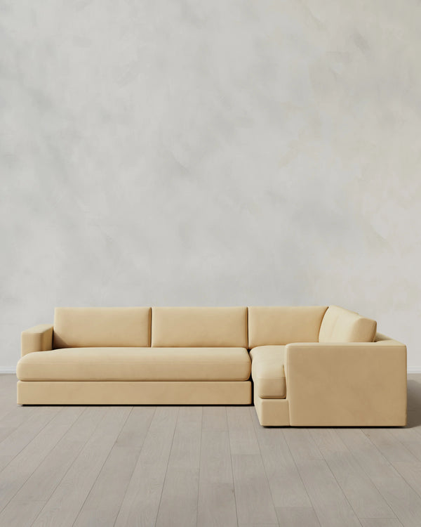 Sierra Curved Arm L Sectional in Performance Velvet - Right Arm / Sable