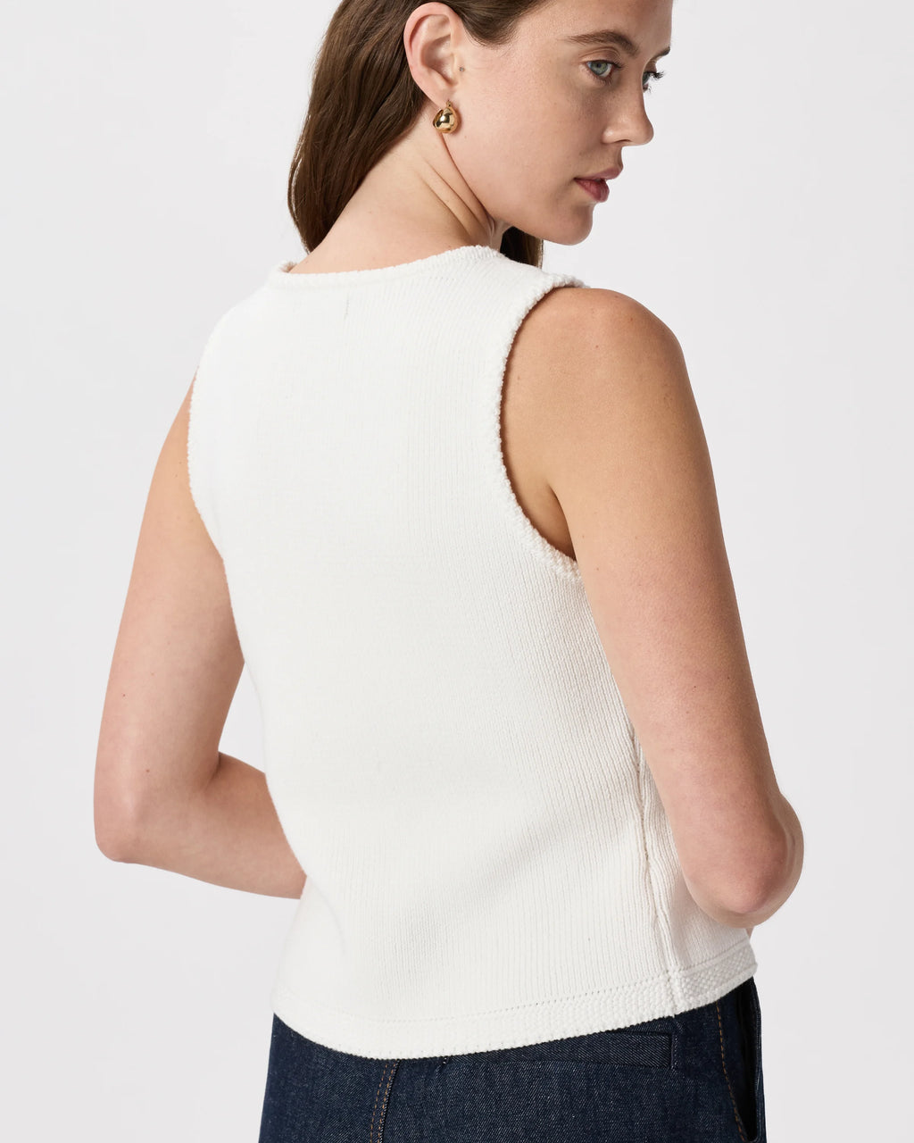 100% Organic Cotton V-Neck Sweater Vest - XS / Ivory