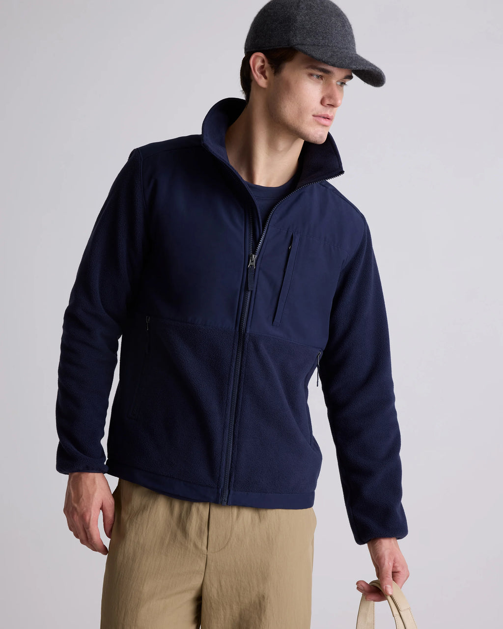 Polar Fleece Full-Zip Jacket - S / Gravel/Bold Black
