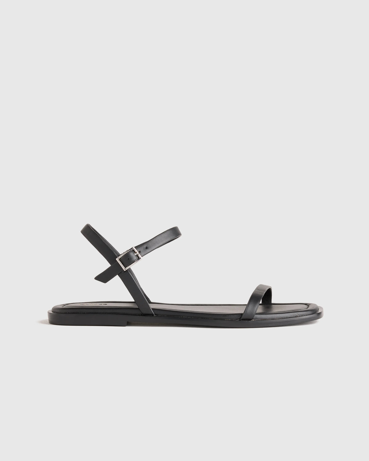 Italian Leather Ankle Strap Flat Sandal - 5 / Black Main image