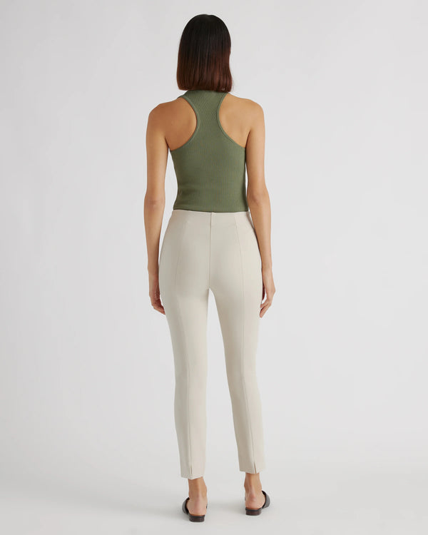 Ultra-Stretch Ponte Pintuck Ankle Pants - XS / Ecru