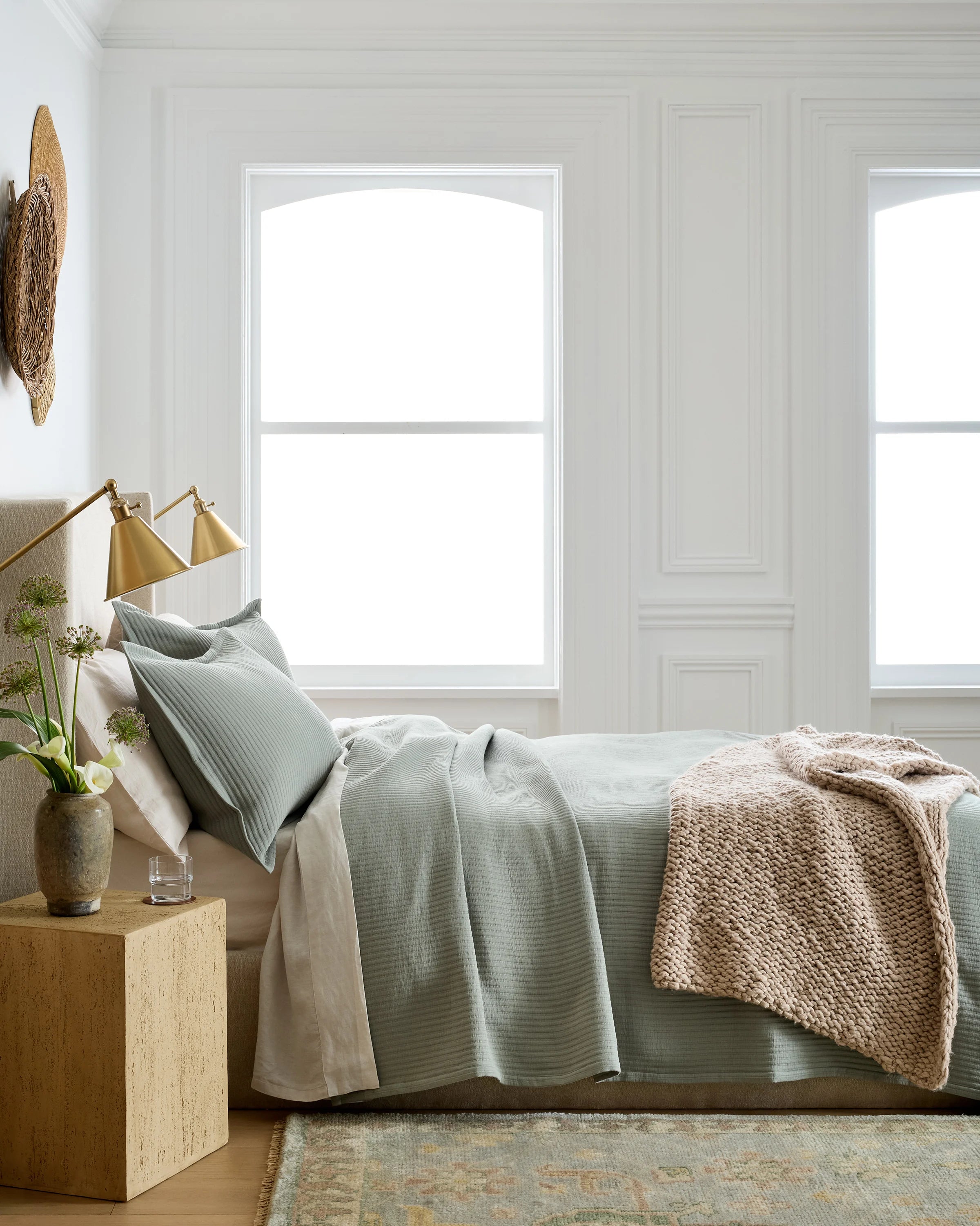 Organic Cotton Matelasse Coverlet - Twin / Dried Sage Secondary image
