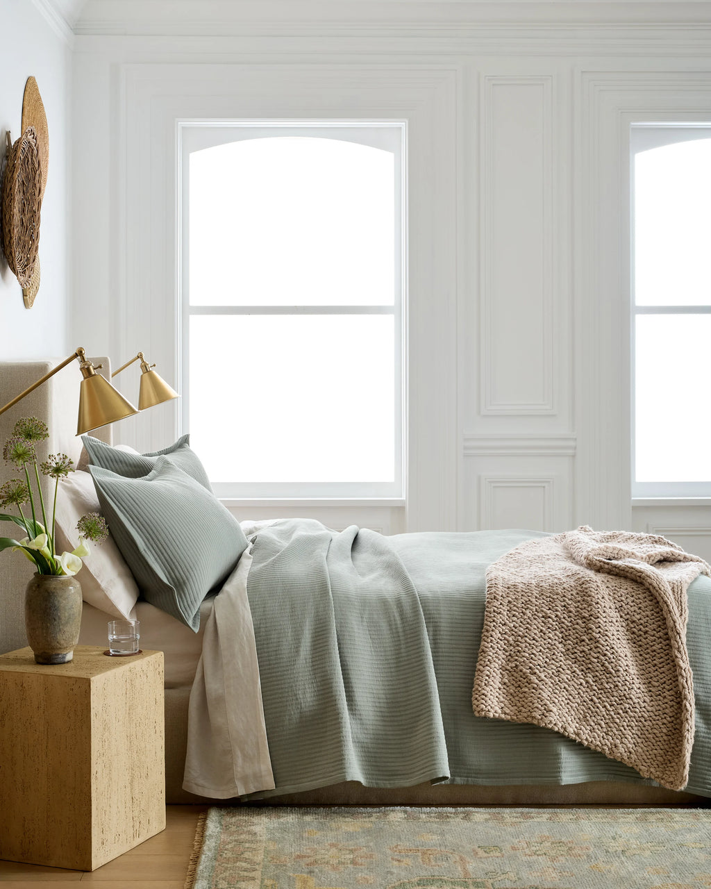 Organic Cotton Matelasse Coverlet - Twin / Dried Sage