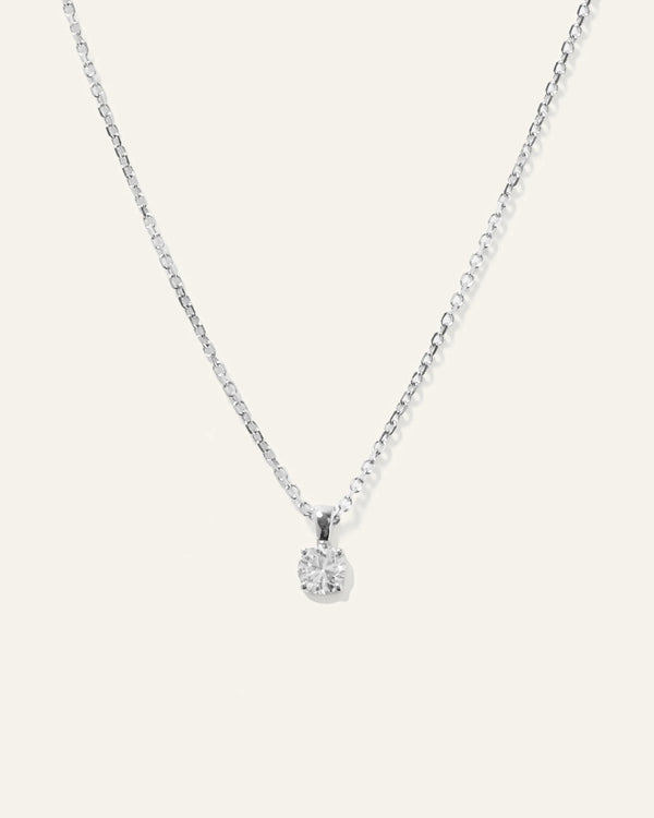 14k Gold Natural Diamond Solitaire Necklace - One Size / Yellow Gold