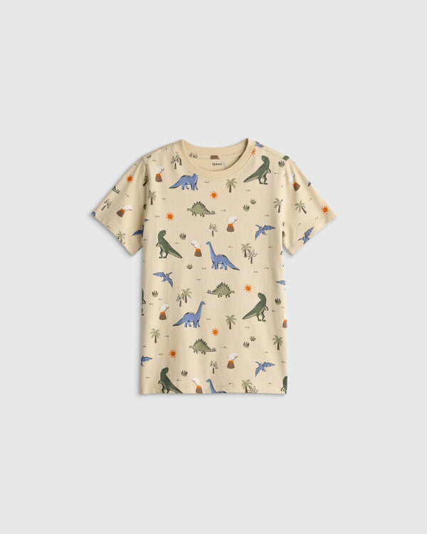 100% Organic Cotton Jersey Short Sleeve Tee - 2T / Dino Sketch