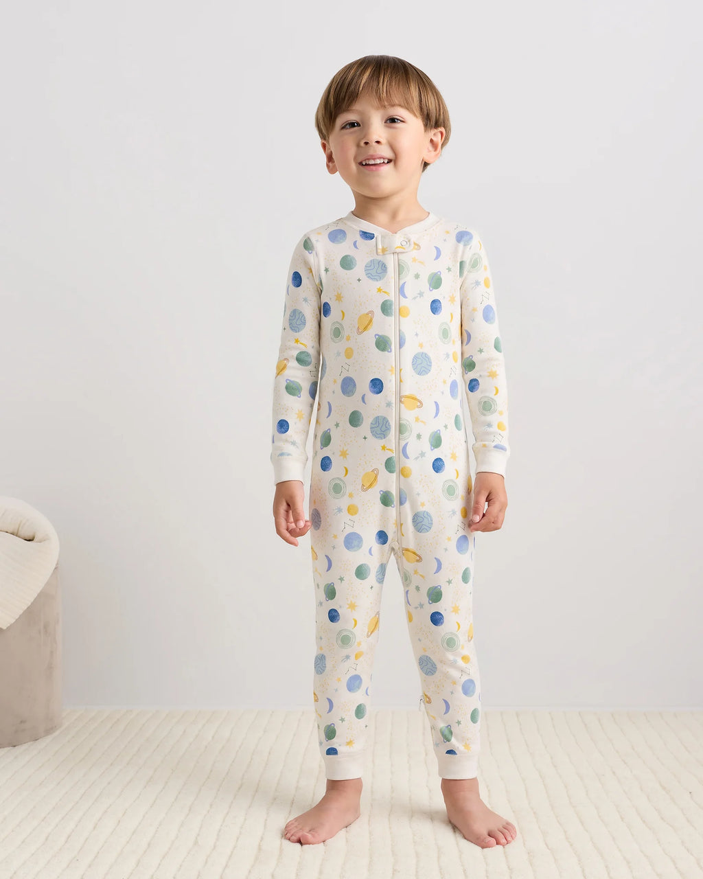 100% Organic Cotton One Piece Pajama - 2T / Navy Stripe