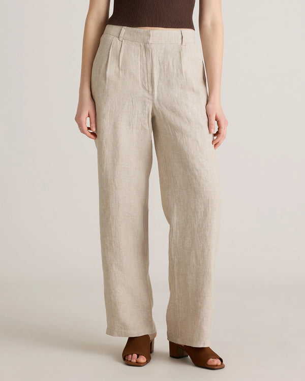 100% European Linen Pleated Trouser - 0 / Bayberry Olive