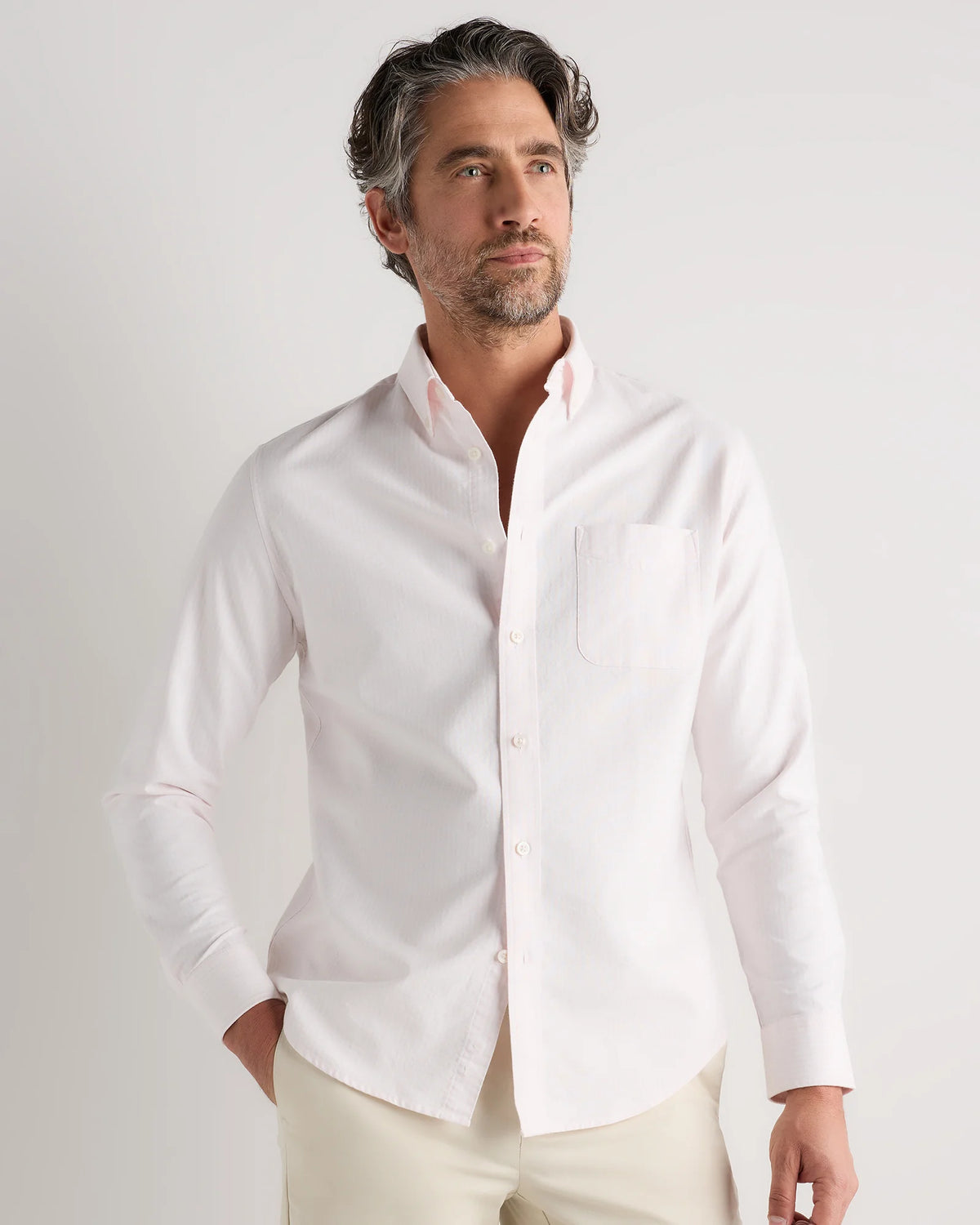 100% Organic Cotton Oxford Shirt - XS / Light Pink Stripe Main image