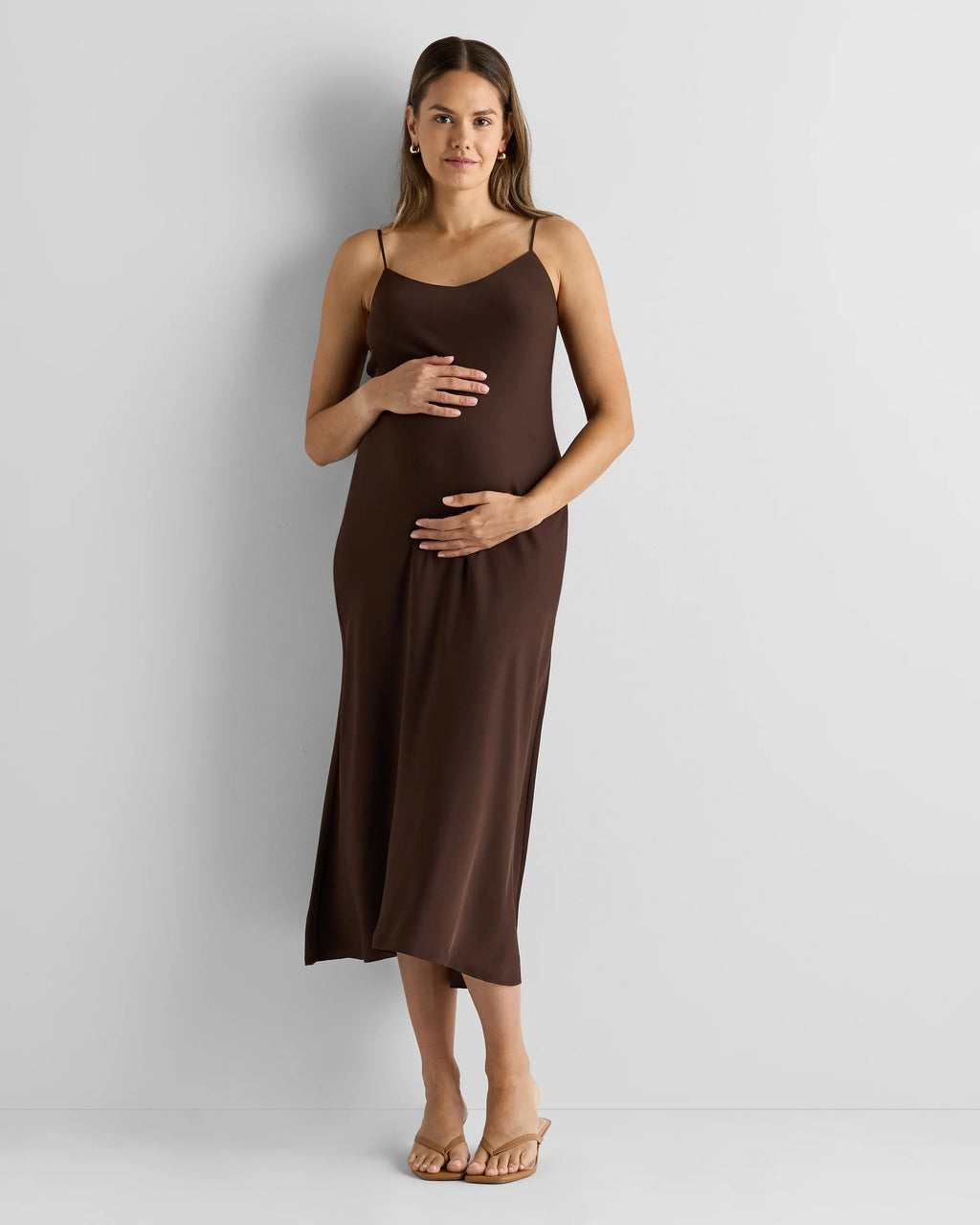 Washable Stretch Silk Maternity Slip Dress - XS / Moonstone Blue Heirloom Floral