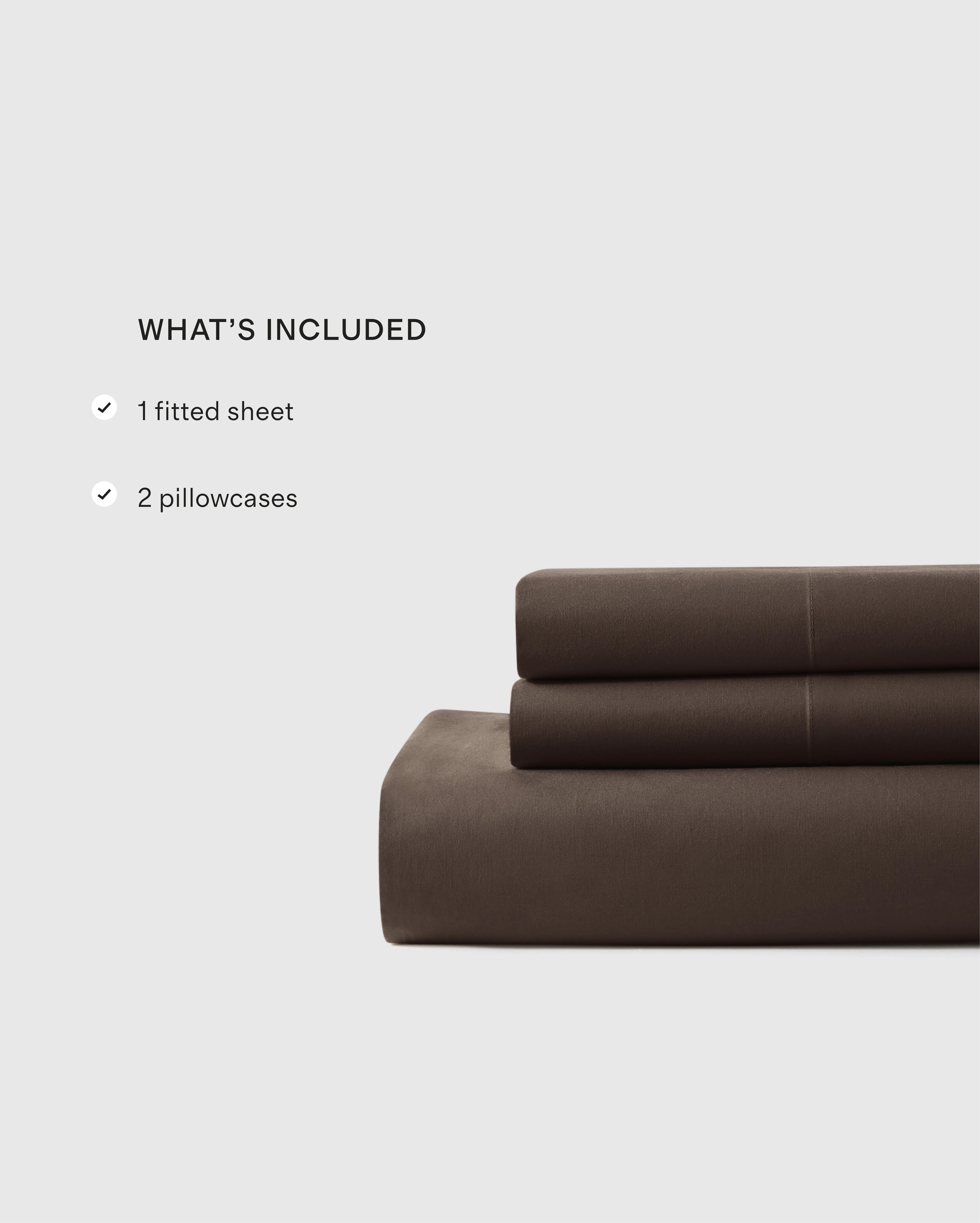 Organic Crisp Percale Fitted Sheet Set - Twin / Espresso Secondary image