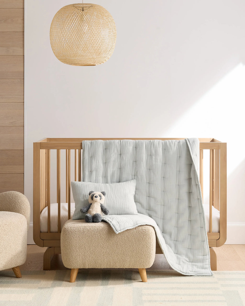 Organic Cotton Gauze Toddler Quilt & Sham Set - One Size / White