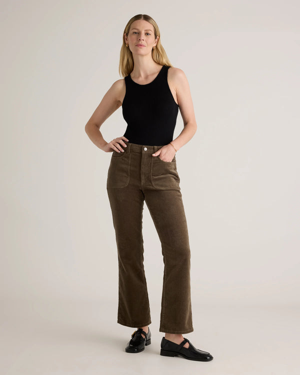 Organic Stretch Corduroy Flare Pants - 0 / Black