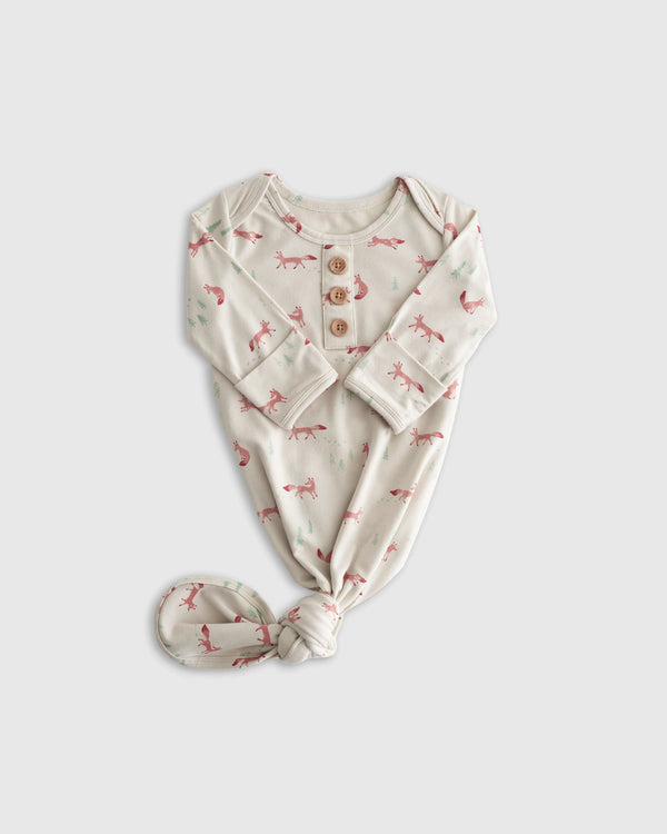 Bamboo Gown, Hat & Swaddle Layette Set - One Size / Fox