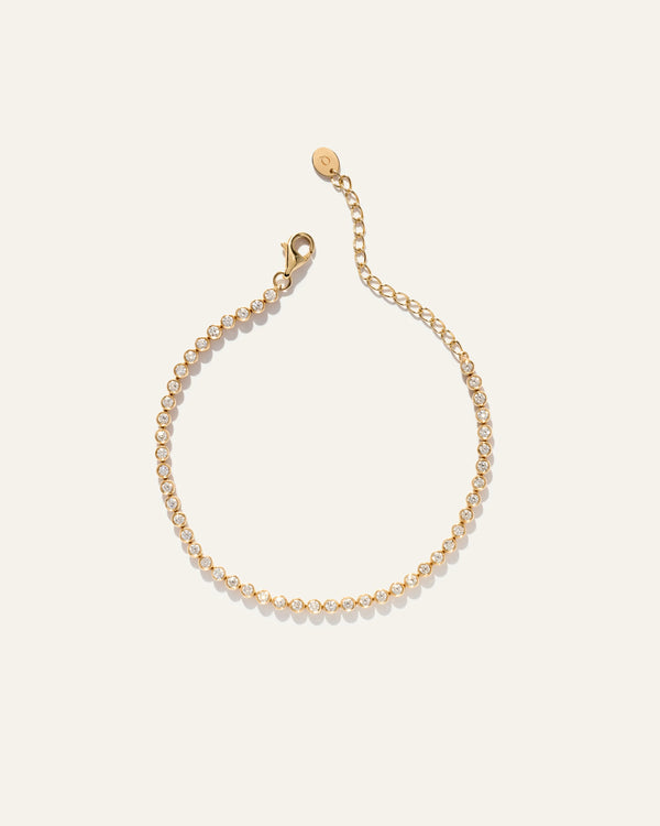14K Gold Diamond Petite Bezel Tennis Bracelet - 1ctw - One Size / Yellow Gold