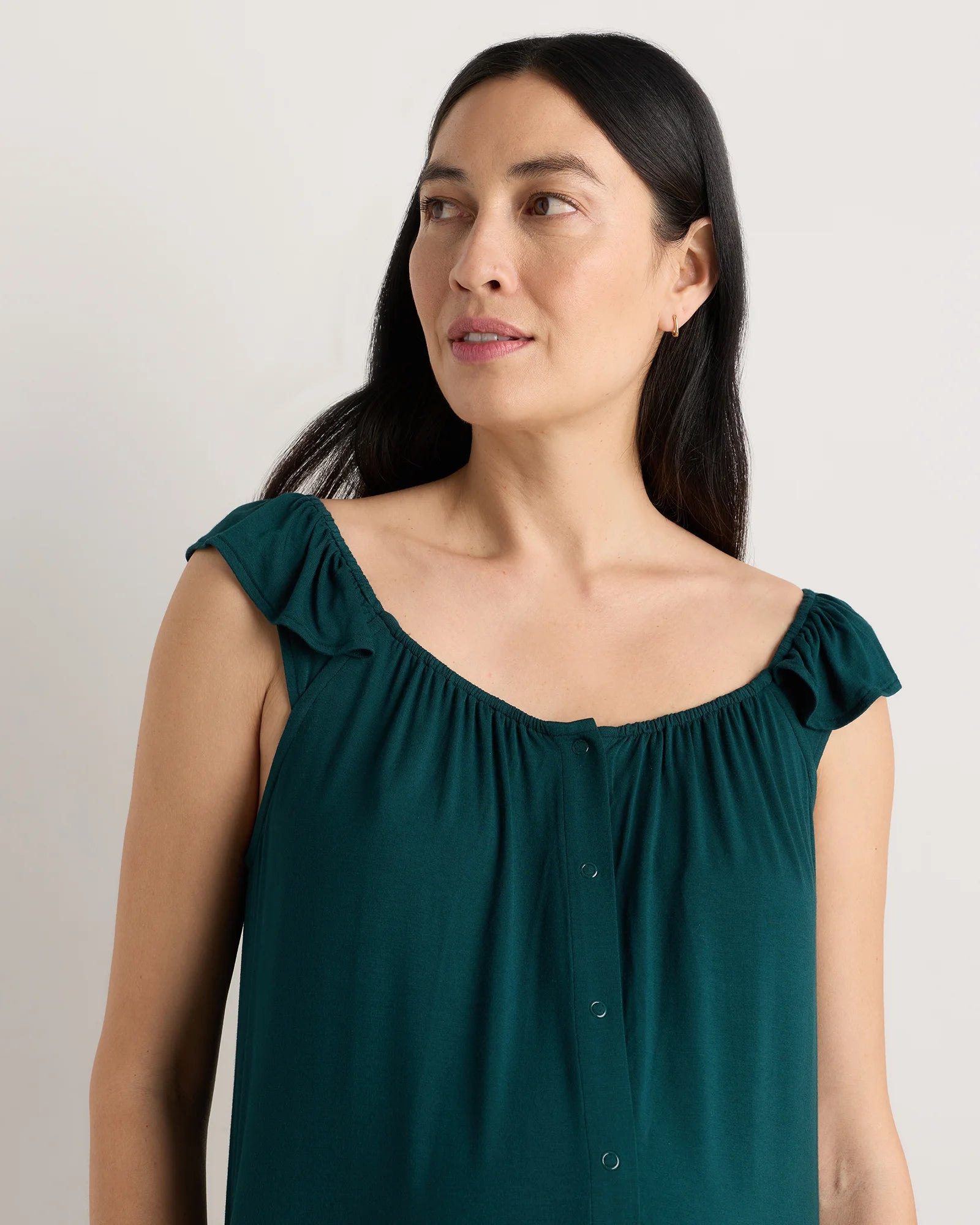 Bamboo Jersey Flutter Sleeve Labor and Delivery Gown - XS / Nocturnal Green Secondary image