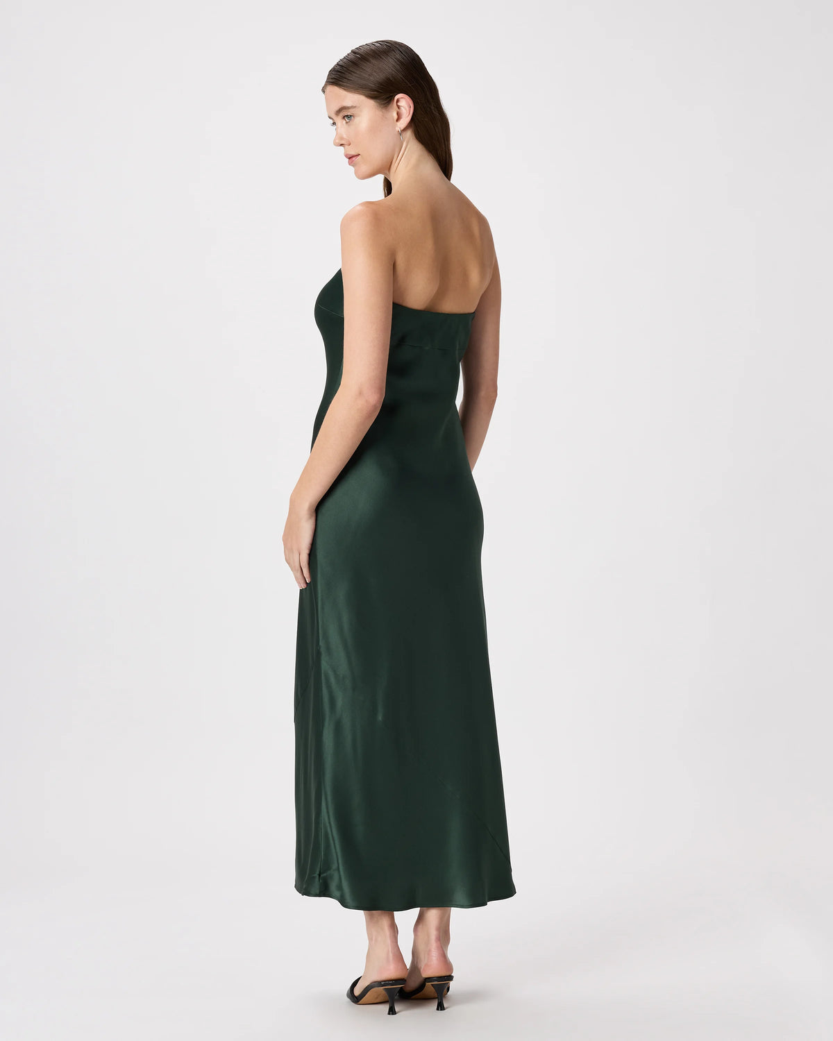 100% Washable Silk Strapless Midi Dress - XS / Hot Fudge