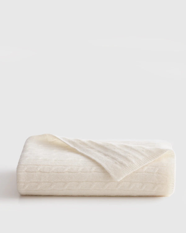 Mongolian Cashmere Cable Knit Baby Blanket - One Size / Teak