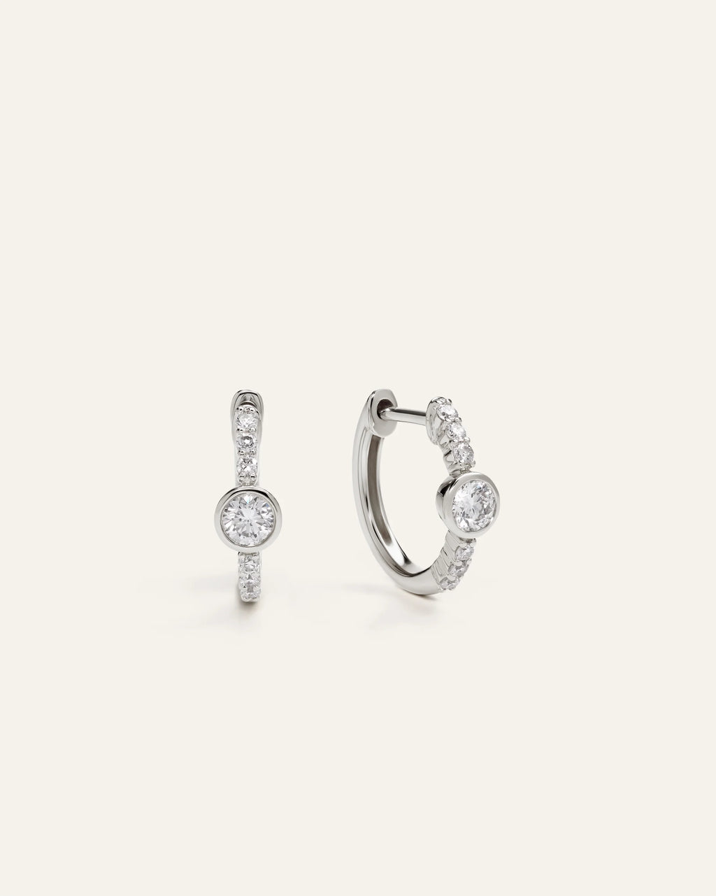 14K Gold Lab Grown Diamond Bezel Pave Tiny Huggies - One Size / Yellow Gold