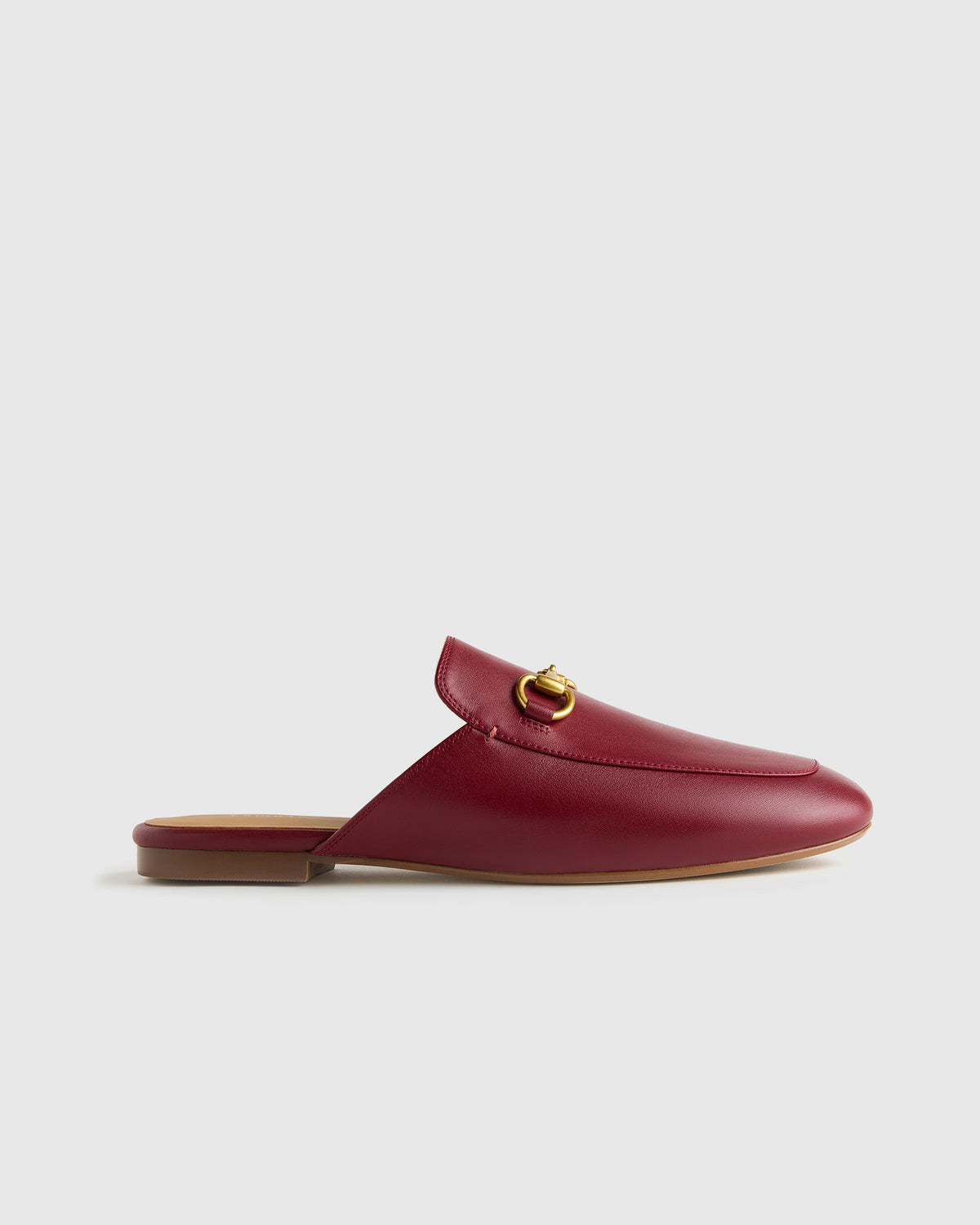 Italian Leather Horsebit Loafer Mule - 5 / Garnet Main image