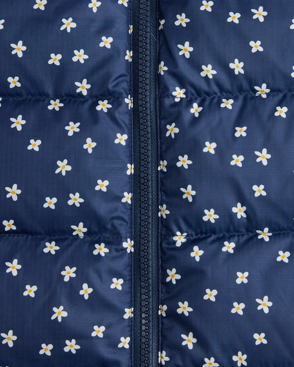 Lightweight Down Puffer Vest - 2T / Navy Mini Floral