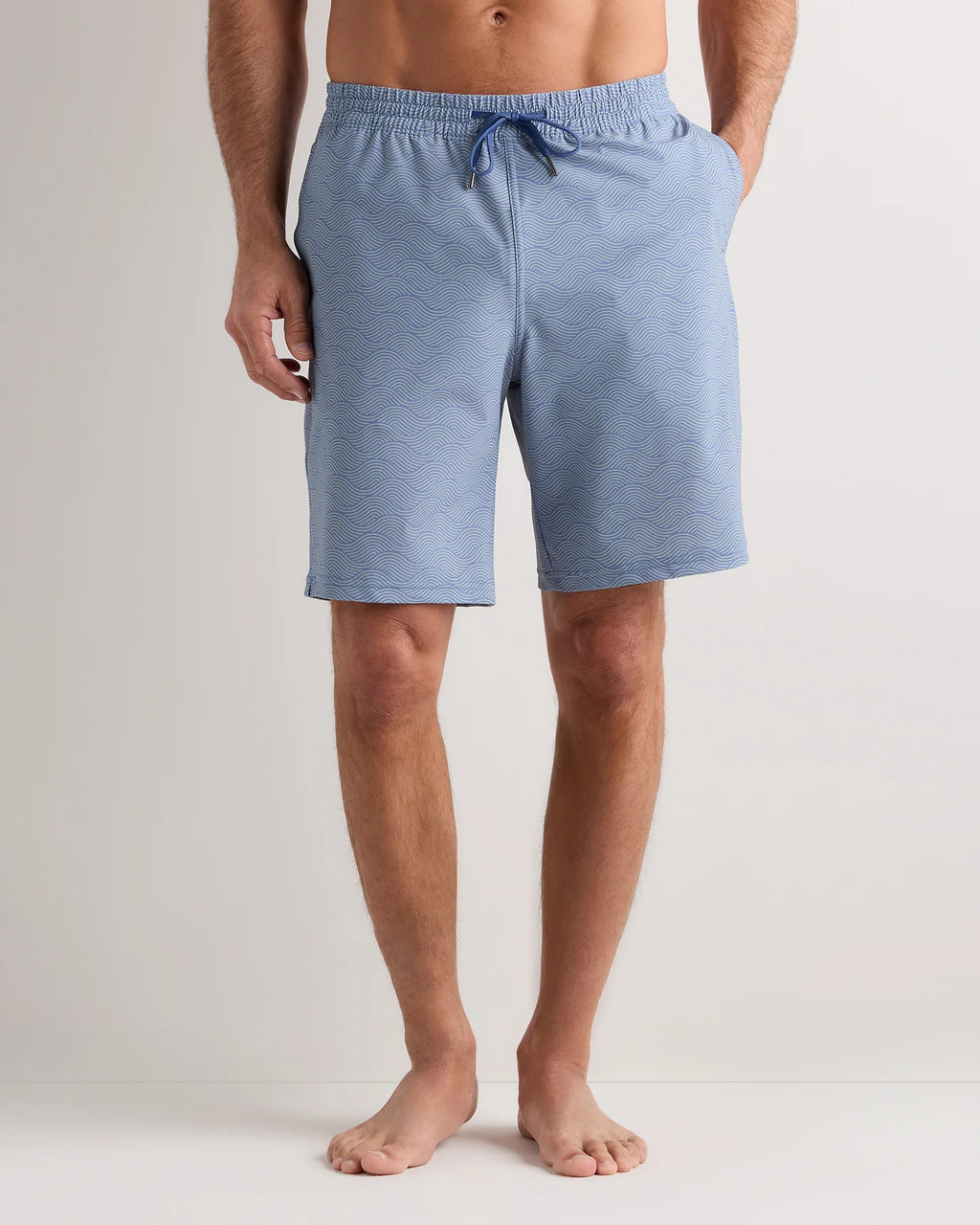 Italian Swim Trunks - 9" - S / Navy Palms