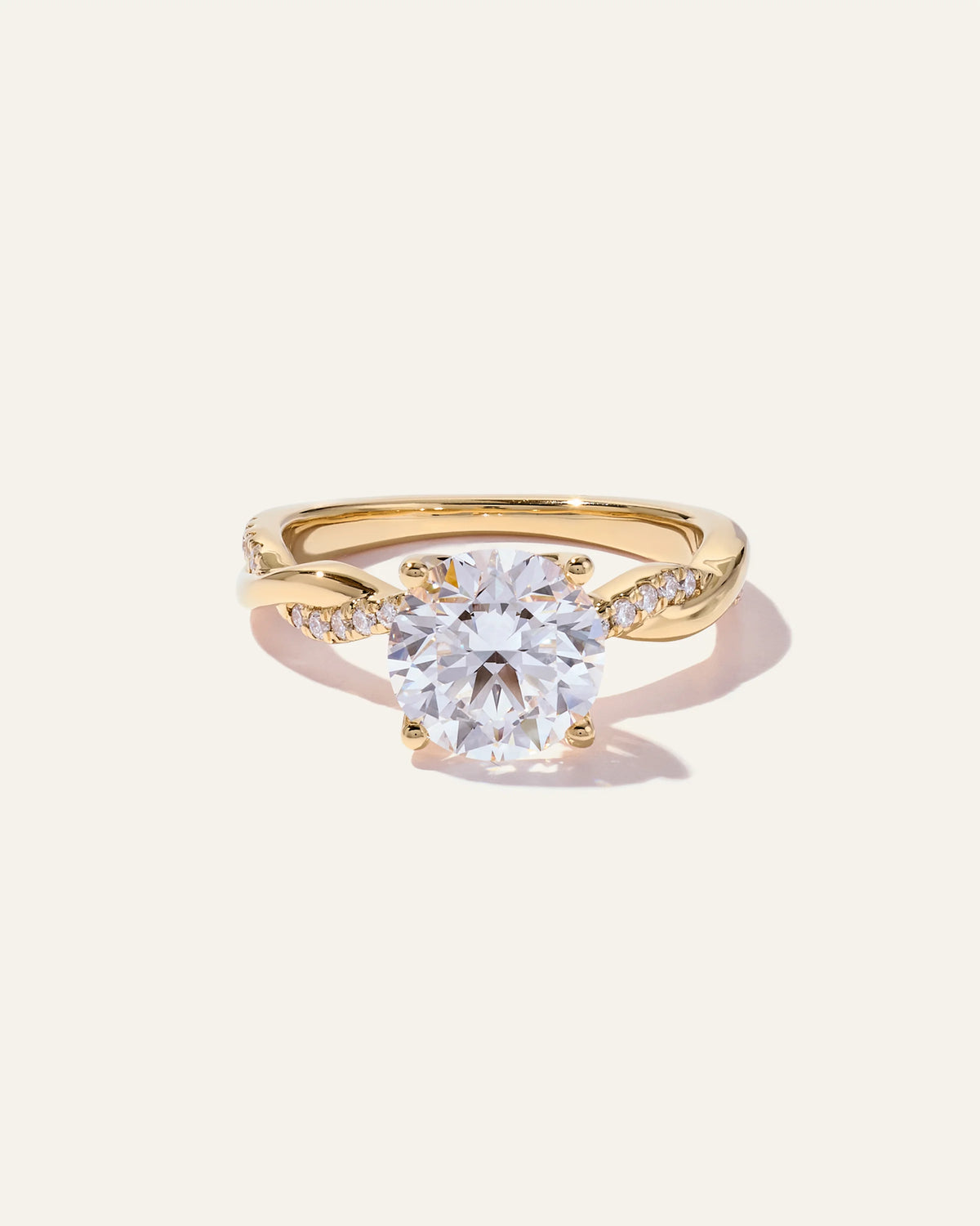 Lab Grown Diamond Round Twisted Engagement Ring - 2.5ct - 4 / Yellow Gold Main image