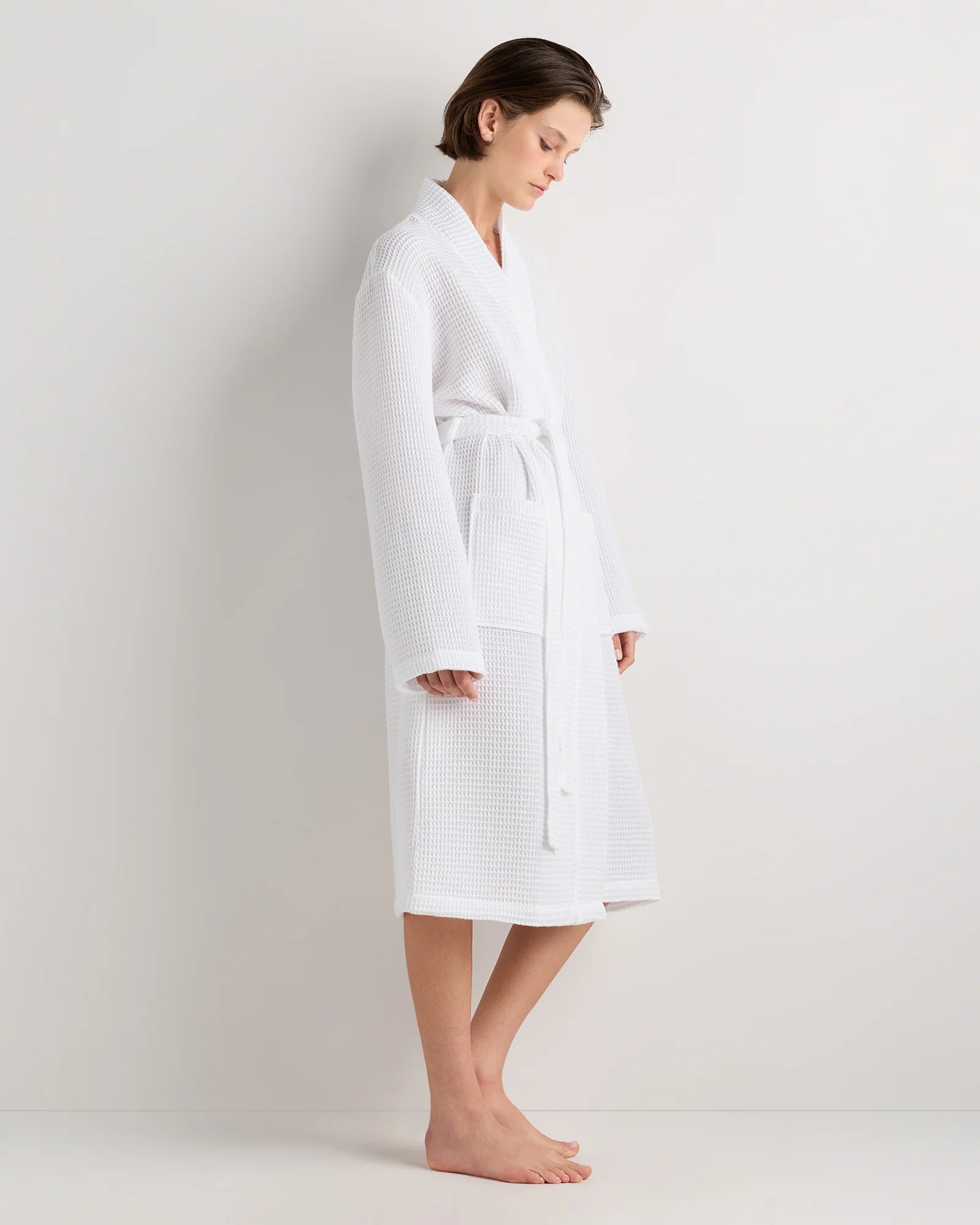 Organic Turkish Waffle Robe - XS / White Secondary image