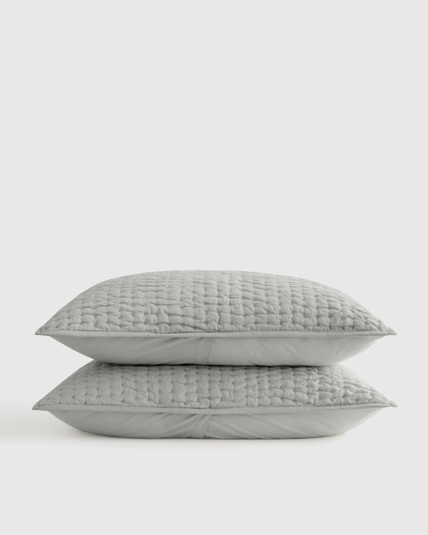 European Linen Cotton Stitch Sham Set - Standard / Stone