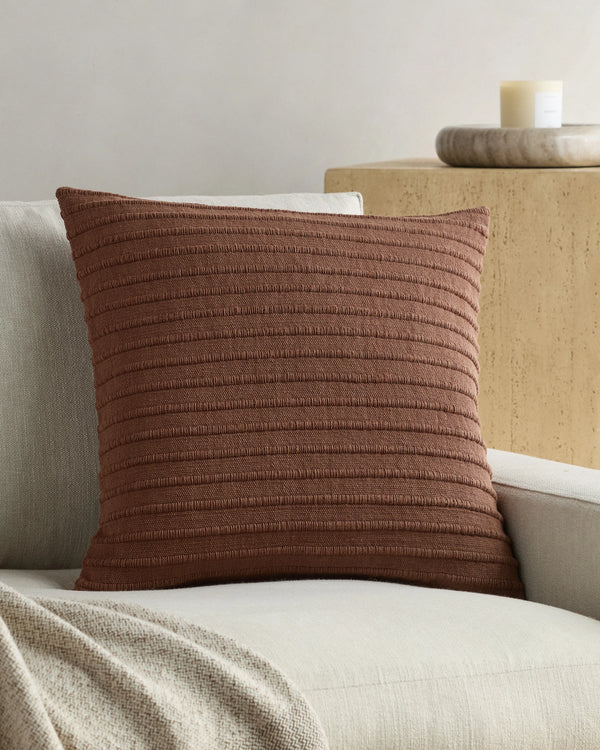 Ribbed Wool Cotton Pillow Cover - 20x20 / Red Clay