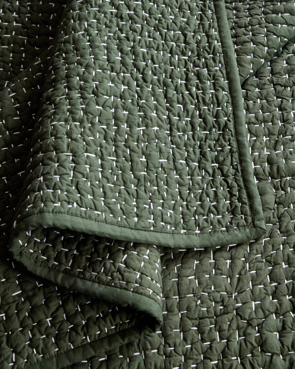 Organic Cotton Hand Stitched Quilt Set - Twin / Stone