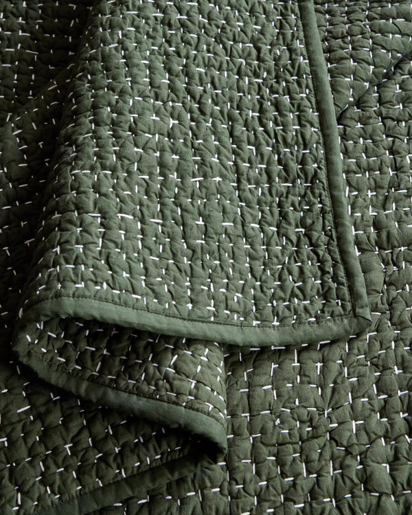 Organic Cotton Hand Stitched Quilt Set - Twin / Stone