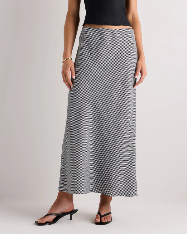 100% European Linen Midi Slip Skirt - XS / Bayberry Olive
