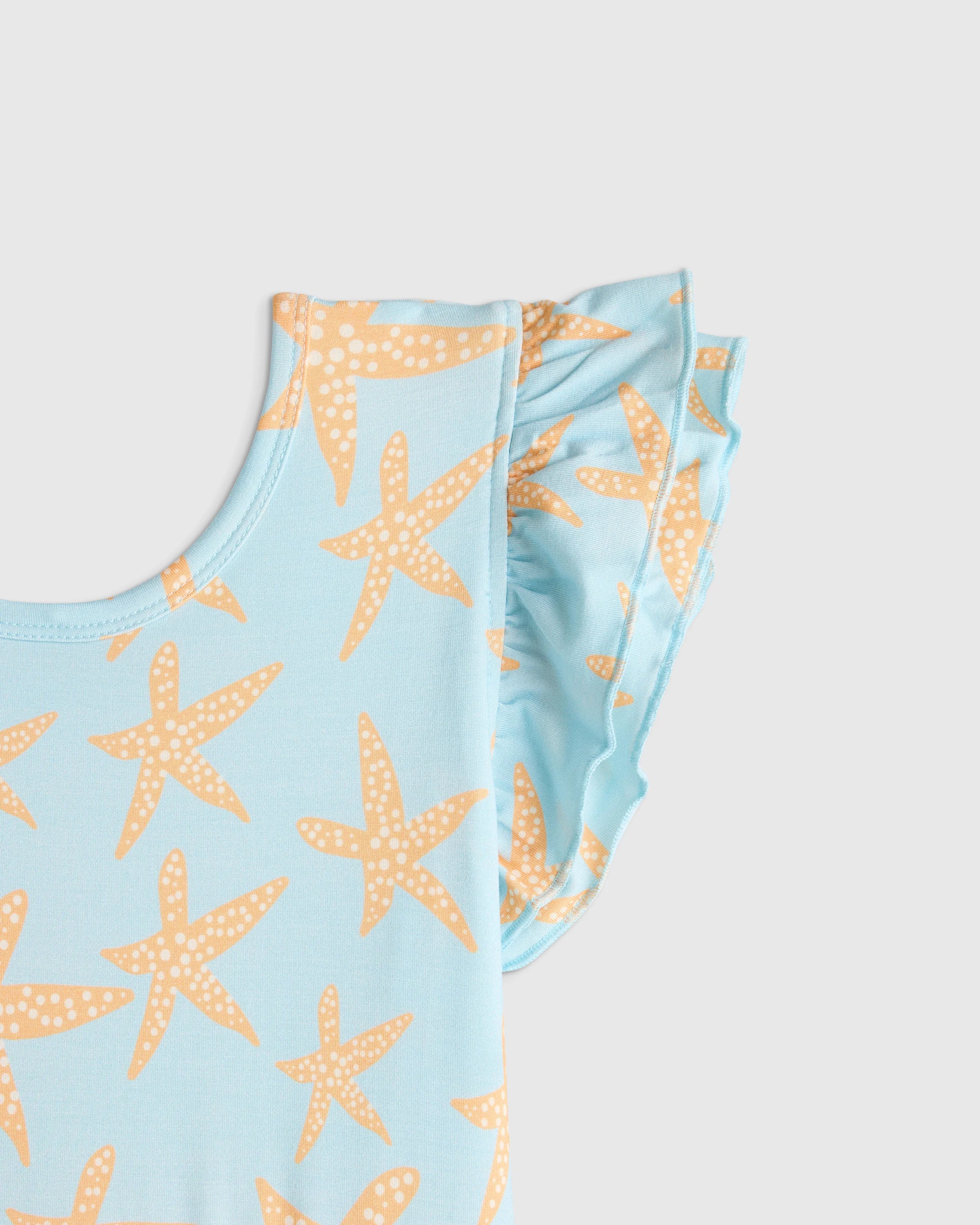 Bamboo Short Sleeve Flutter Twirl Dress - 2T / Starfish Pool Secondary image