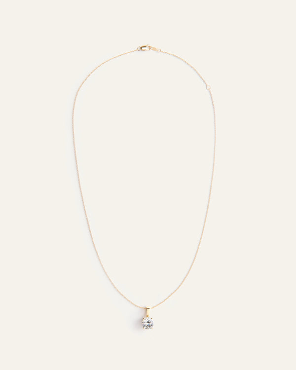14K Gold Lab Grown Diamond Solitaire Pendant - 2ct - One Size / Yellow Gold