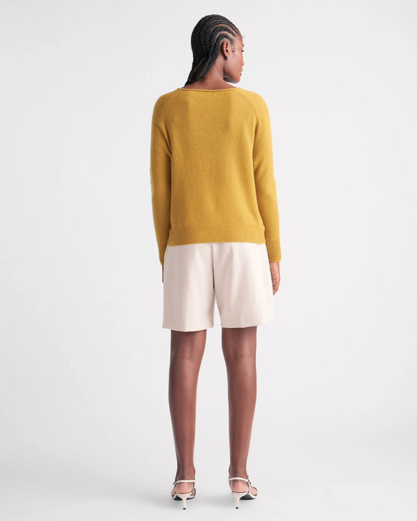 Mongolian Spring Cashmere Boatneck Sweater - XS / Spicy Mustard