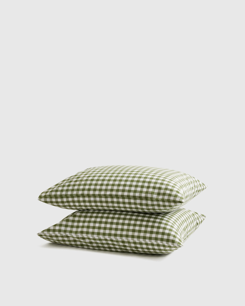 Organic Crisp Percale Gingham Pillowcase Set - Standard / Cafe