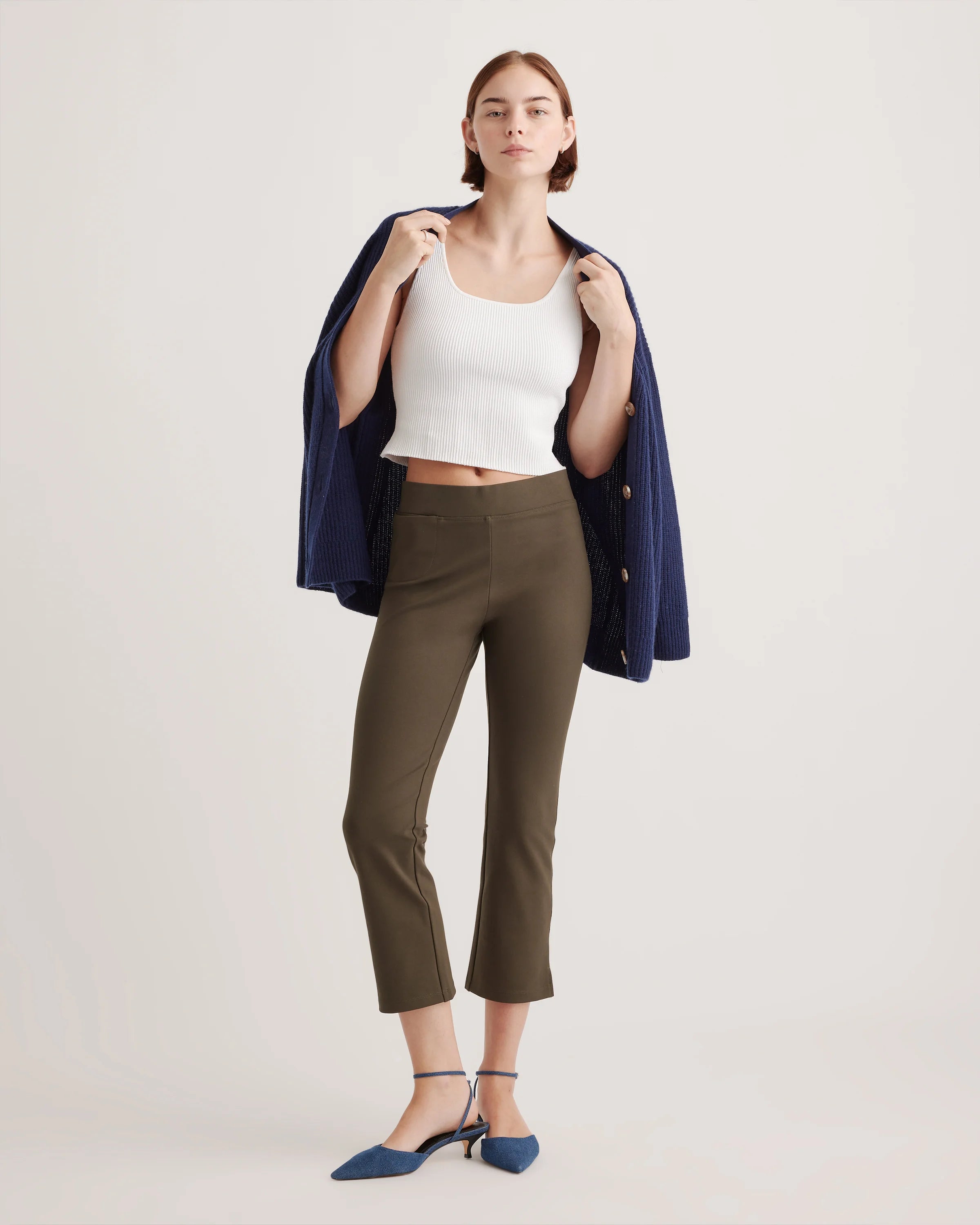 Ultra-Stretch Ponte Kick Flare Pants - XS / Olive Secondary image