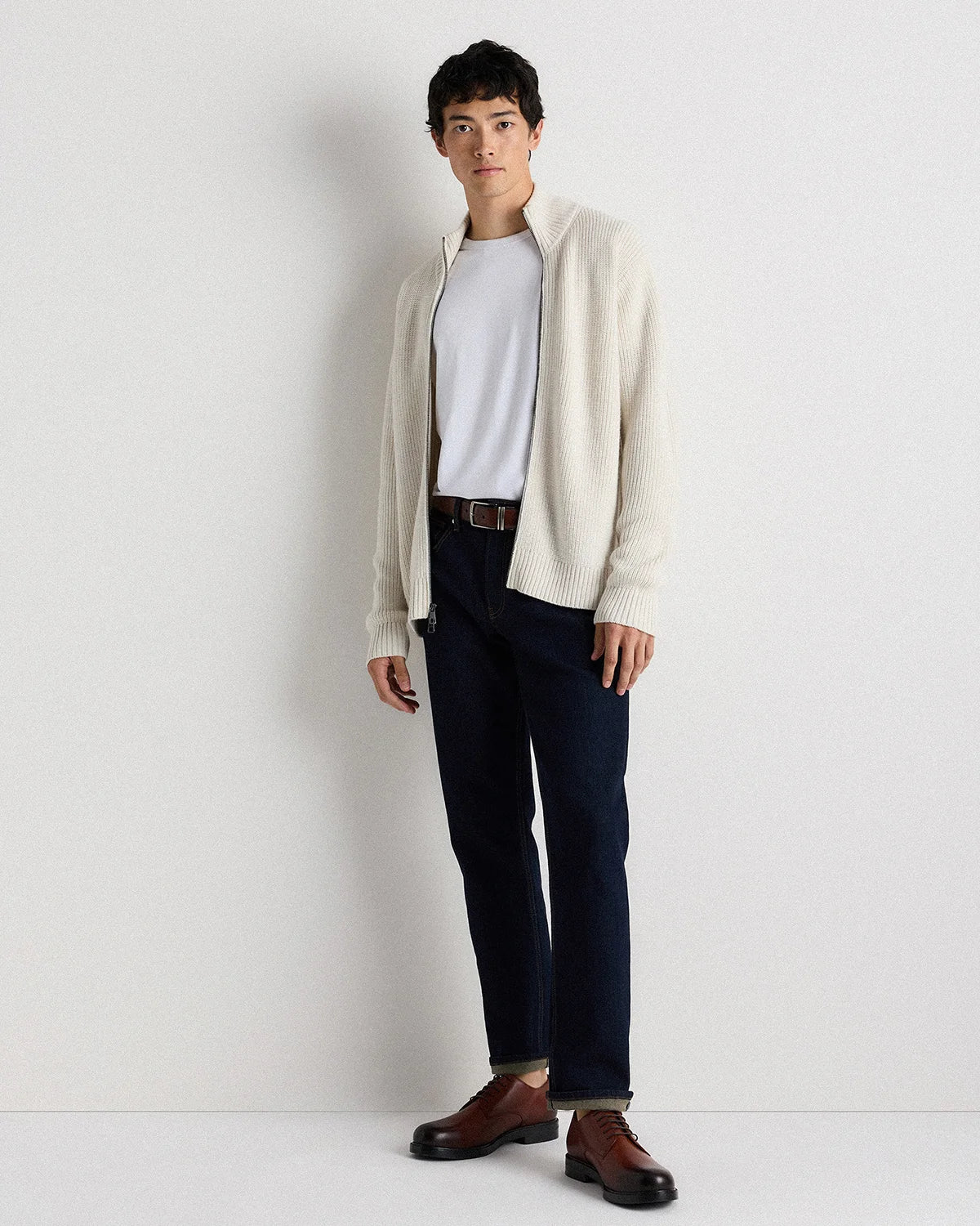 Australian Merino Wool Full Zip Sweater - S / Heather Bone Secondary image