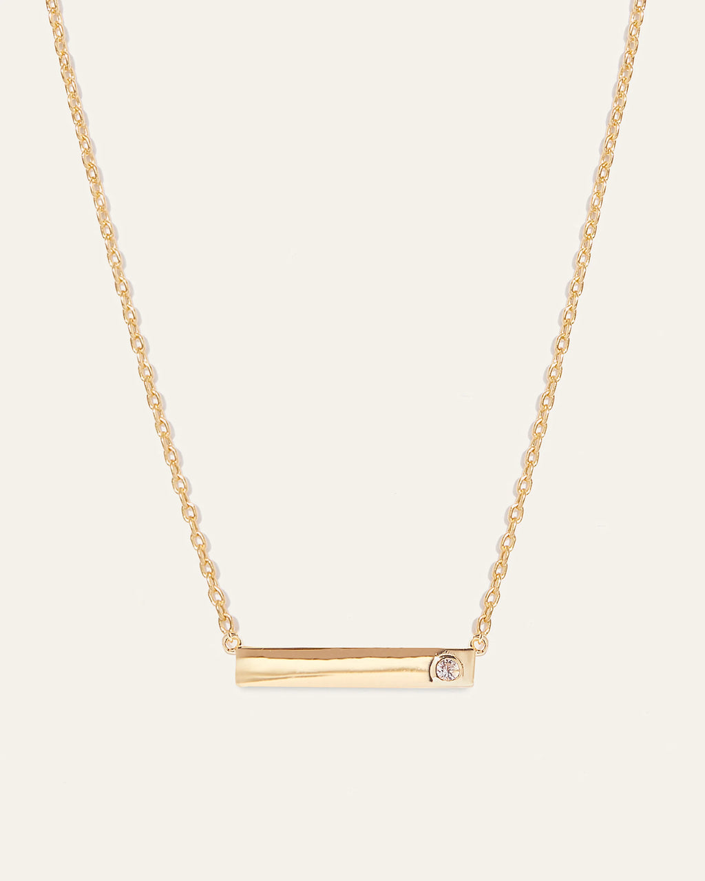 White Sapphire Bar Necklace - One Size / Gold Vermeil