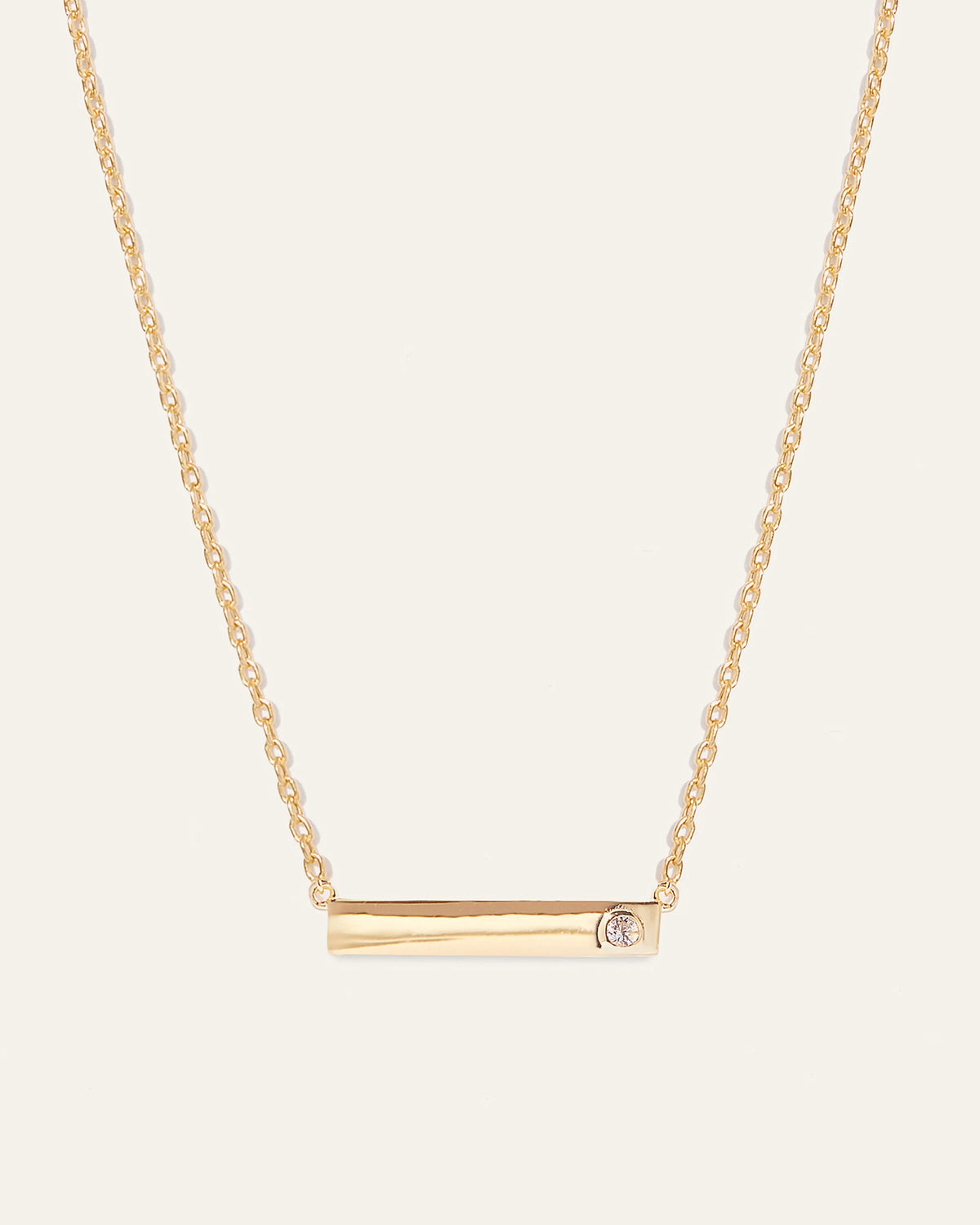 White Sapphire Bar Necklace - One Size / Gold Vermeil