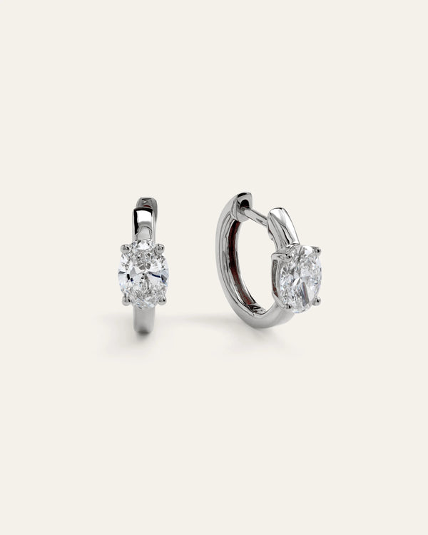 14K Gold Lab Grown Diamond Oval Solitaire Huggies - 1ctw - One Size / Yellow Gold